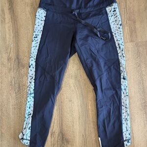 lululemon athletica Navy Leggings with White Geometric Side Panels